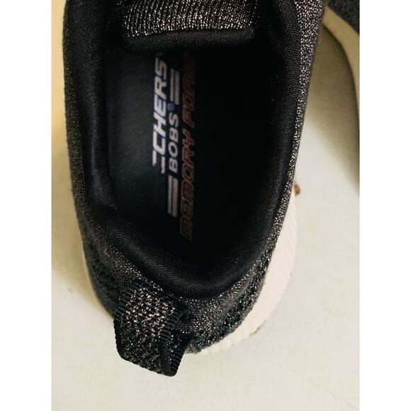 Skechers Bobs Women’s Size 8.5 Black Metallic Memory Foam Lace Up Sneakers - Picture 5 of 8